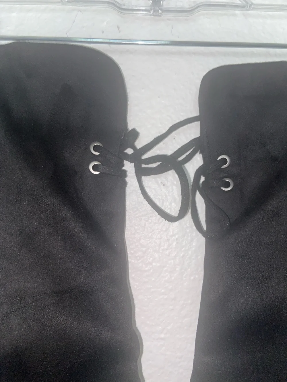 TOP Moda Black Over-the-Knee Lace-Up Back Boots